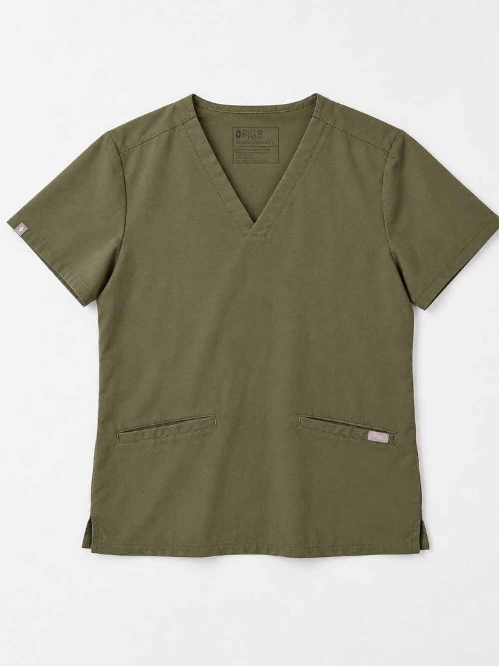 Figs Casma Three Pocket Scrub Top Olive Green Large Women's